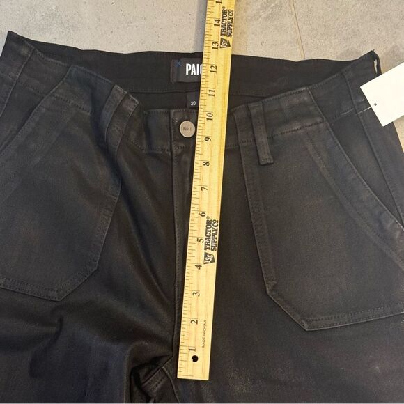 PAIGE Mayslie Straight Ankle Pants in Black Fog Luxe Coating - Size 30 - Picture 6 of 16